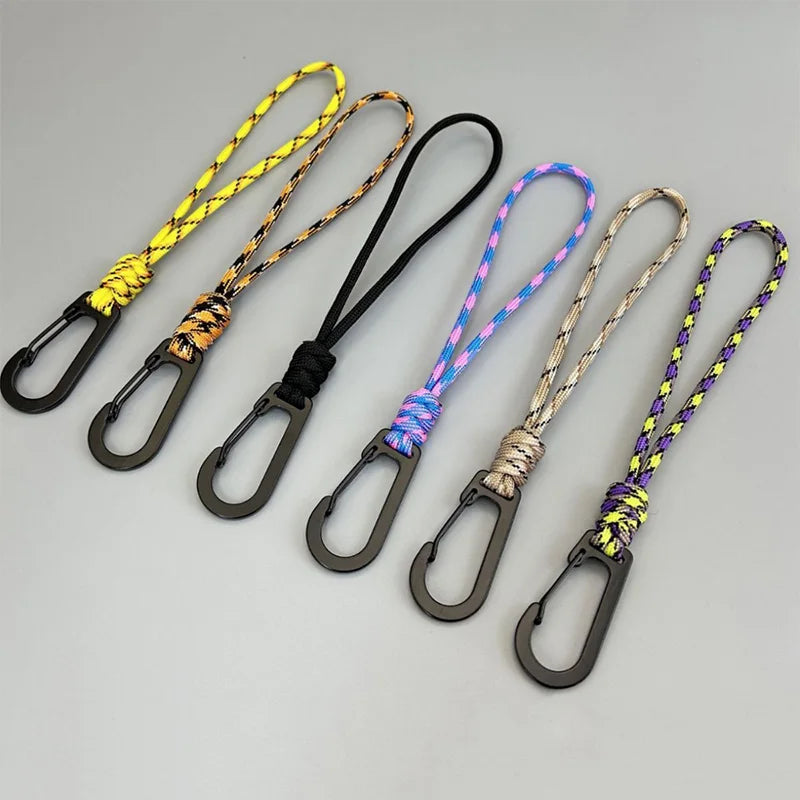 Braided Paracord Keychain Lanyard Outdoor Camping Backpack Quick Release Carabiner Hook Anti-Lost  Wrist Lanyard Hiking EDC Tool