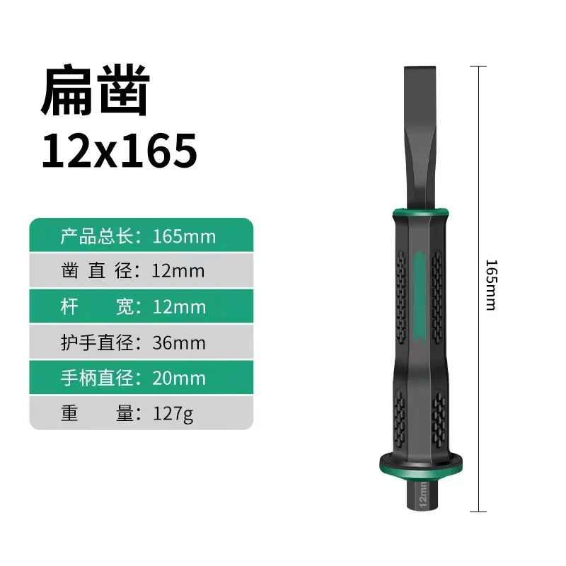 Chrome Vanadium Steel Carving Chisel Stone Flat Chisel With Hand Guard Construction Cement Masonry Concrete Engraving Cut Tool