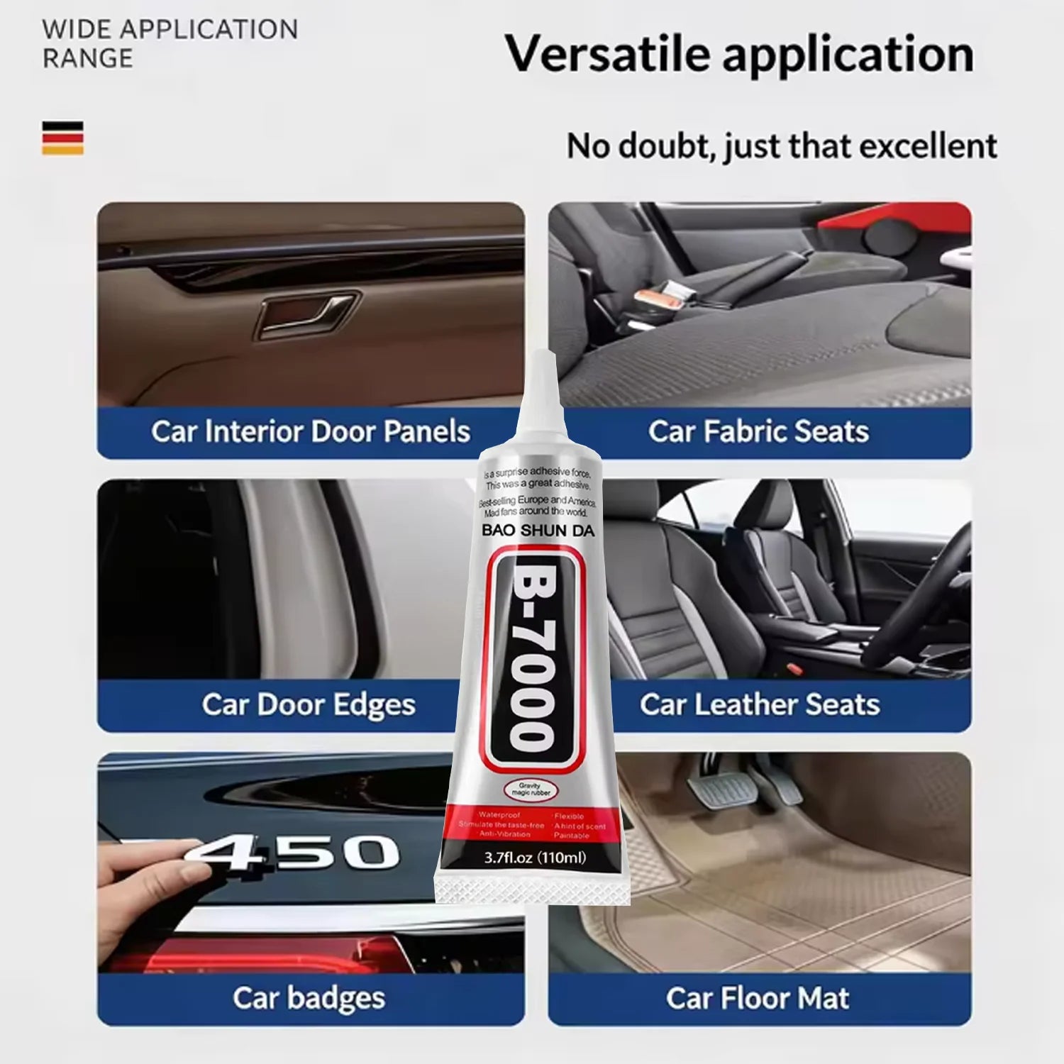 110ML 8PCS B7000 Car emblem adhesive,High Strength,Heat-Resistant,for car badges and body trim,effectively prevents Glue residue