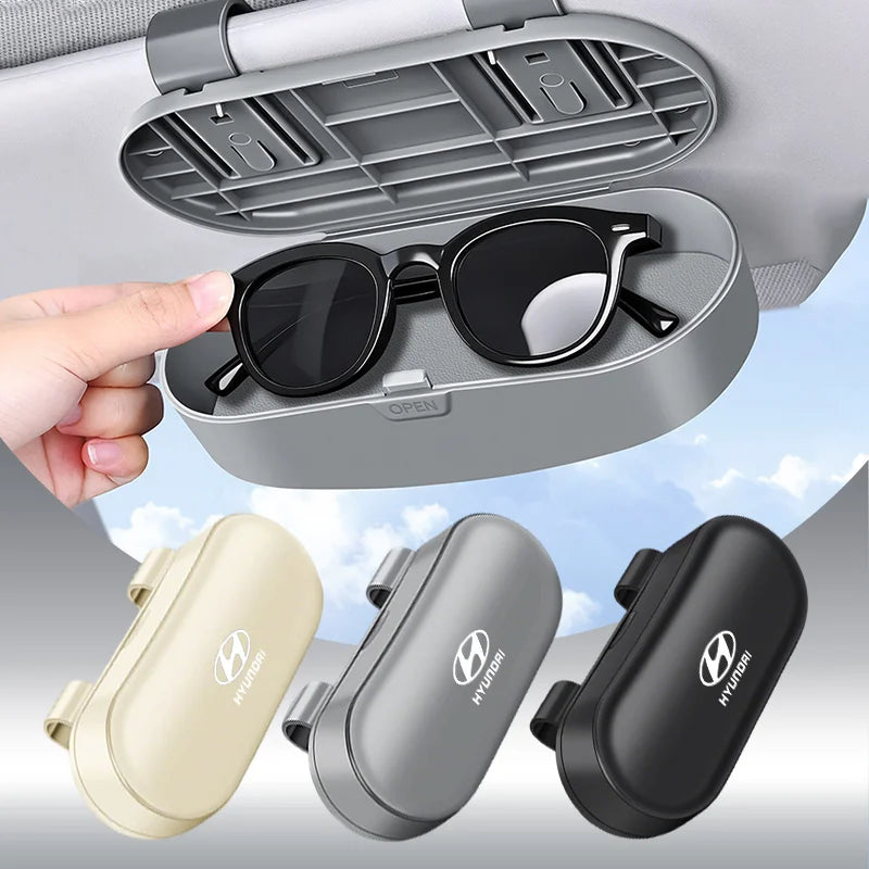 Car Sun Visor Glasses Box Portable Sunglasses Eyeglass Case For Hyundai i30 Ix35 KONA Encino Solaris Azera Grandeur Ig Accent Sa