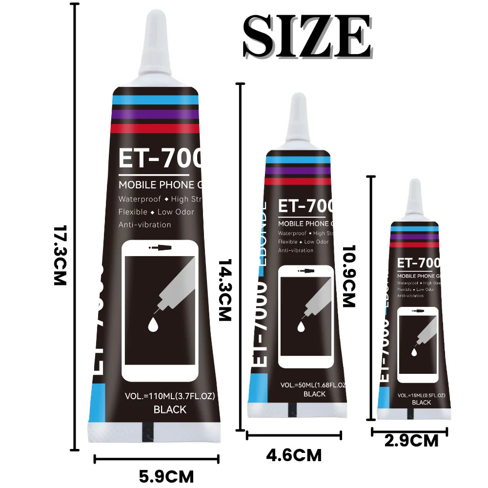 Black T7000 Anti-Vibration Phone Repair Electronic Component Contact Adhesive T-7000 Battery Back Glass High Strength Soft Glue