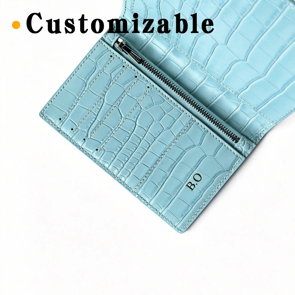 Genuine For Crocodile Embossed Leather Passport Holder Travel Wallet RFID Blocking Himalayan Style Luxury New Passport Holder