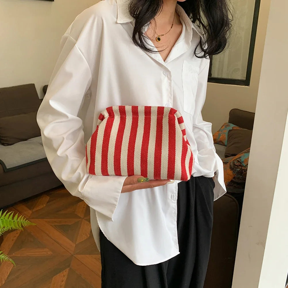Summer Woven Crochet Purses for Women Beach Clutch Handbags 2024 Dumpling Hobo Casual Colorblock Bag Ladies Ruched Cloud Purse