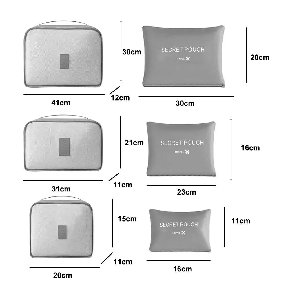6pcs Travel Organizer Storage Bags Portable Travel Suitcases Organizer Waterproof Luggage Packing Bag Wardrobe Clothes Shoes Bag