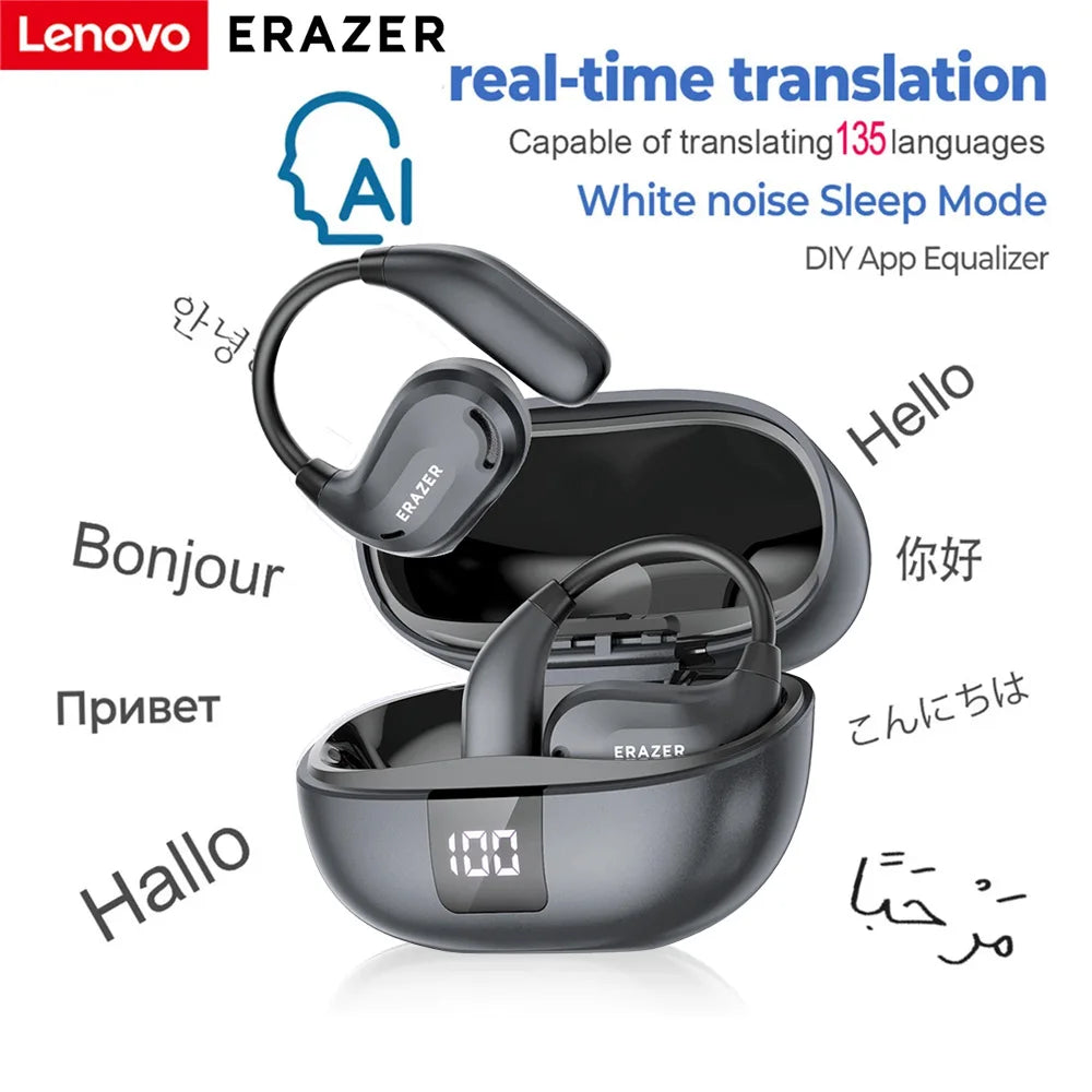 ERAZER XT66PRO Wireless Bluetooth Earphones AI Translator Earbuds With Mic HD Call Low Latency Headphones Sports Game Headsets