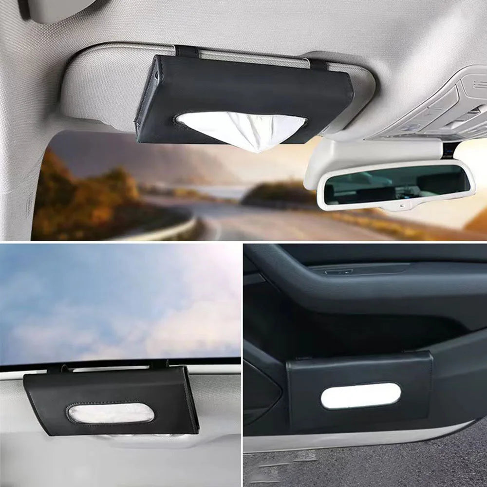 Car Sun Visor Tissue Storage Box, In-Car Pull-Out Hanging Tissue Box, Car Tissue Box