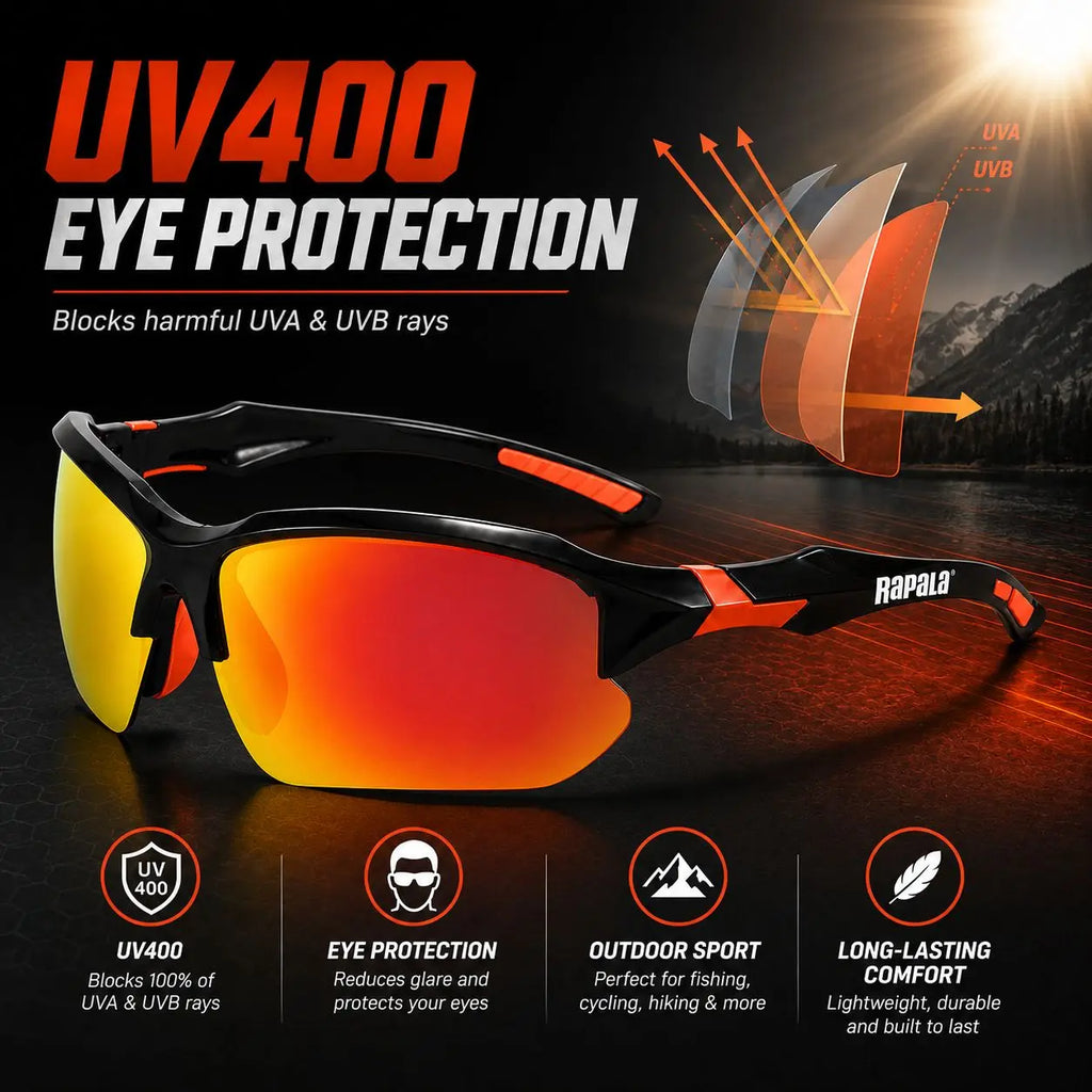 Outdoor Rapala Polarized Fishing Glasses UV400 for Fishing Riding Running Driving with Secure Fit Frame and Storage Case