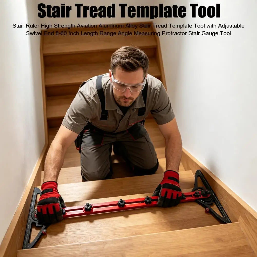 Protractor Stair Gauge Stair Ruler Template Tool with Adjustable Swivel High Strength Aluminum Alloy Stair Gauge Dual Nut