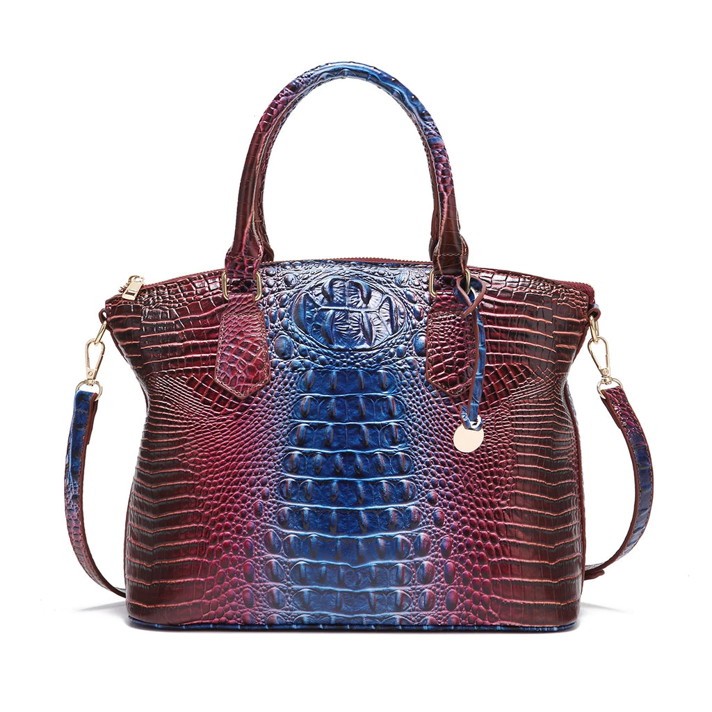 Embossed Dome Tote Bag for Women Convertible Top Handle Shoulder Bag with Detachable Strap Zipper Closure Lightweight Portable Daily Purse Ideal for Outdoor Hiking Camping Travel Weekend Getaway Daily Commute Casual Outing an