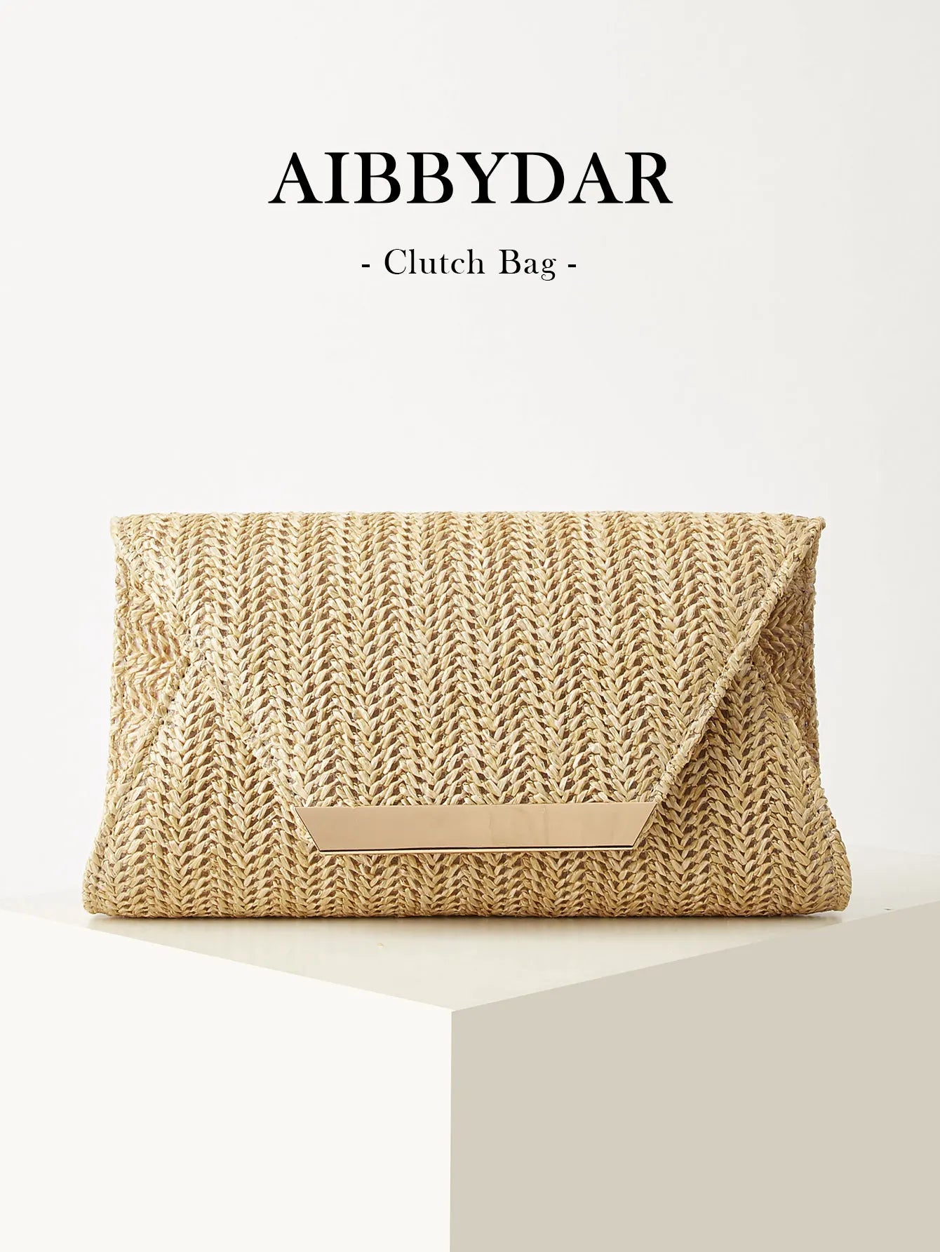 Women's Woven Clutch Bag, Beige, Solid Color, Summer, Holiday, Beach, Vacation Essential, Vacation Season, Versatile Business Commuter Women's Crossbody Bag, Casual, Simple, Beach