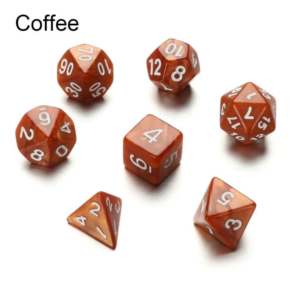 7Pcs/Set Polyhedral Black Dice Set Game Dice For TRPG DND Accessories Polyhedral Dice For Board Card Game Math Games