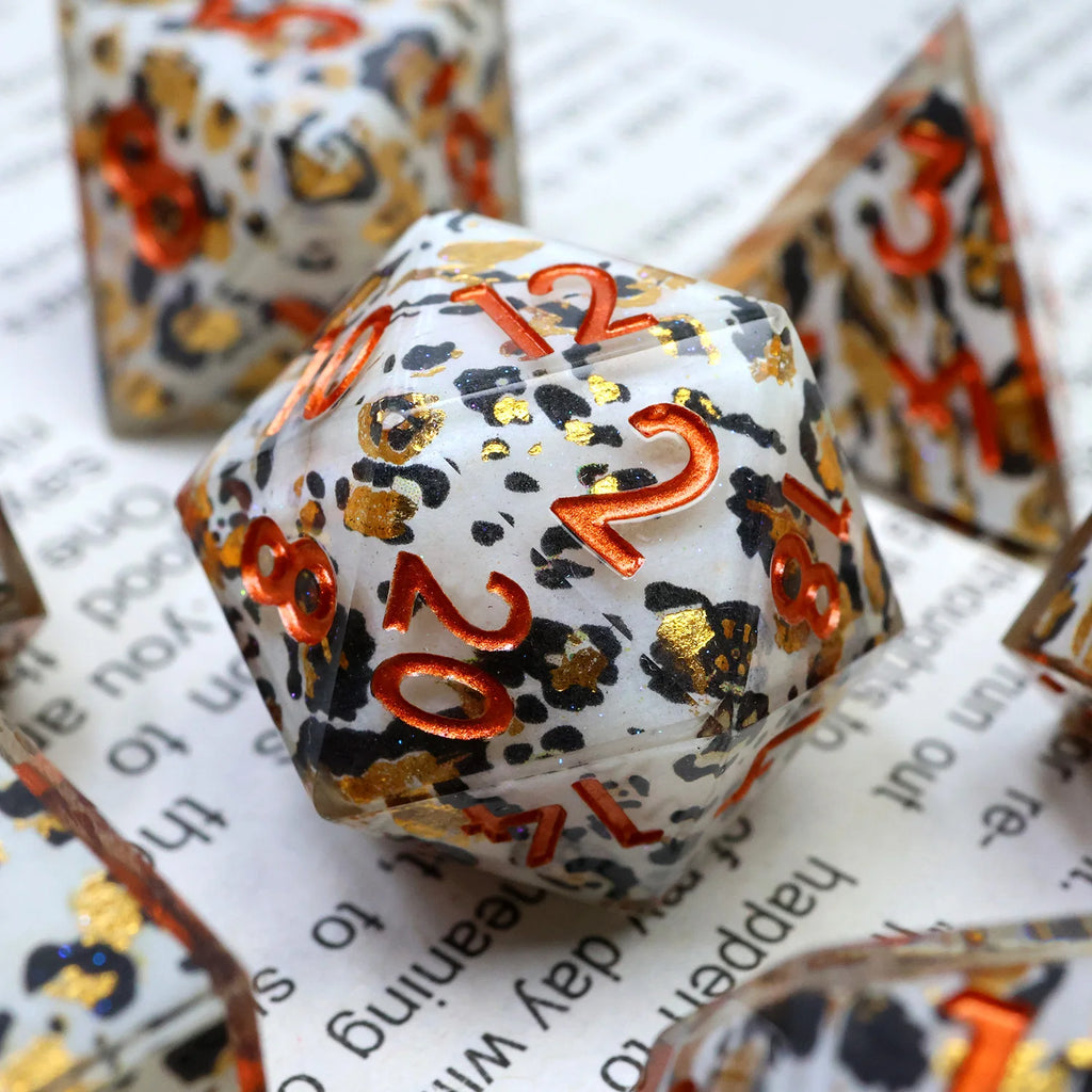 Enchanting DND Dice Set with Ocean Wave & Peach Blossom Designs-Perfect for Board Game,RPG & Tabletop Gaming Adventures-F2