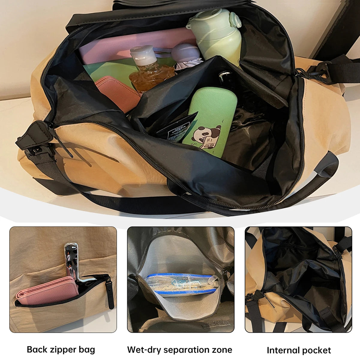 Logo Classy Custom Travel Bag Women's Sports Fitness Bag Travel Crossbody Lightweight Luggage Bag Swimming Tote Bag DIY