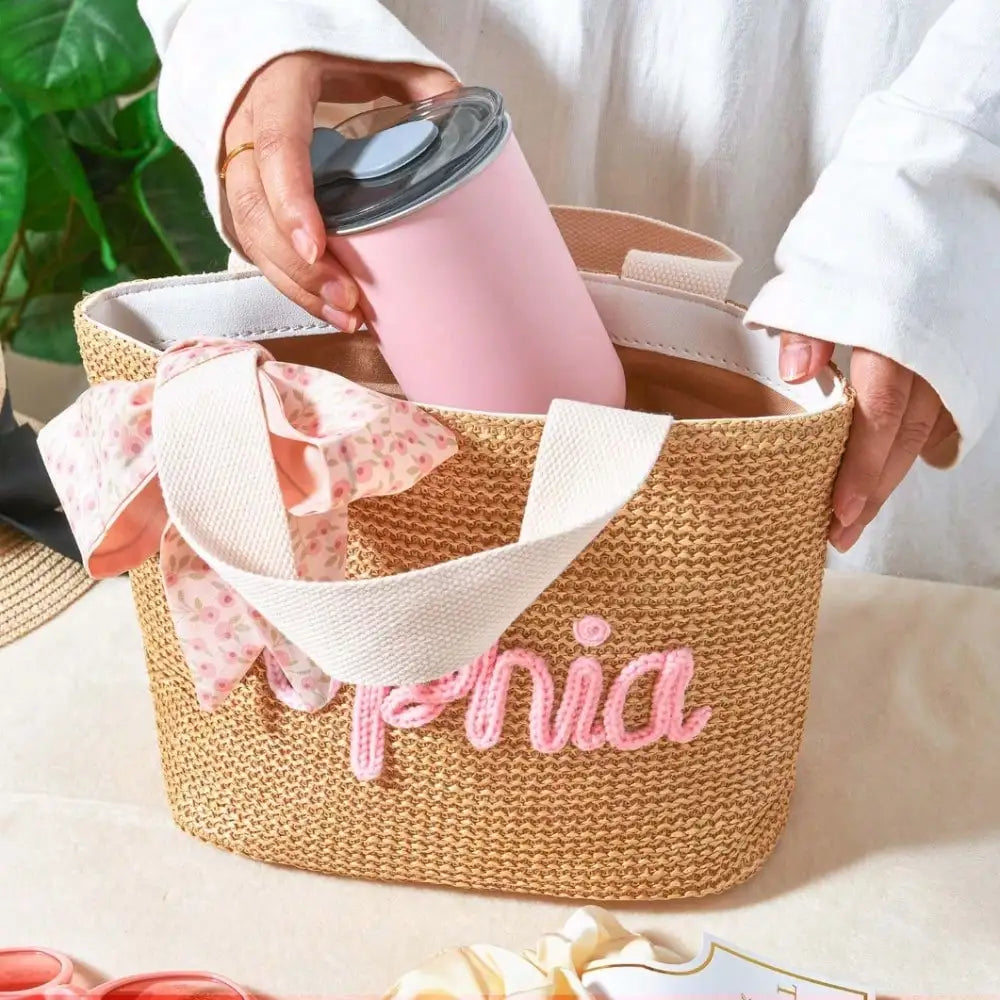 Personalized Straw Beach Bag,bridesmaids Proposal Bag,custom Crochet Straw Bag,bachelorette Party Beach Bag,burlap Bag