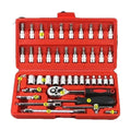 46Pcs Drive Socket Set 1/4 inch Ratchet Wrench Set Sockets Metric Hex Bit Socket Set Mechanic Tool Kit for Auto Repair Hous