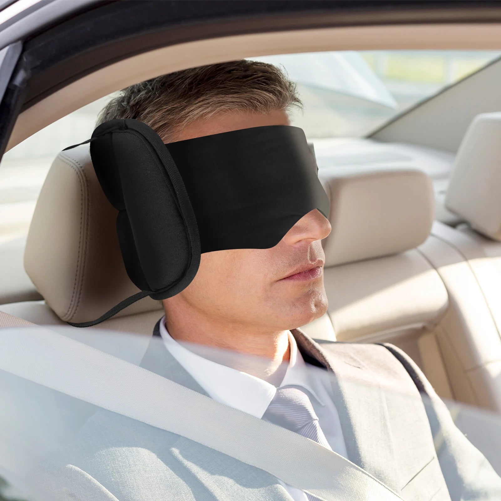 Travel Neck Pillow with Eye Mask 360° Support Airplane Pillow with Storage Bag Comfortable Neck Headrest for Sleeping on Car