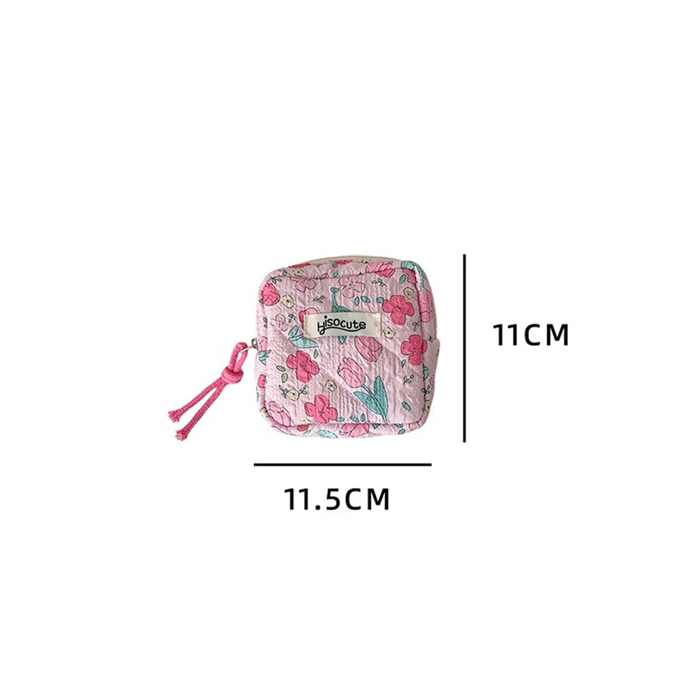 Hot Selling Fashion Flower Quilted Mini Square Storage Bag Makeup Bag Cute Girl Headphone Bag Zero Wallet Women Accessories Bag