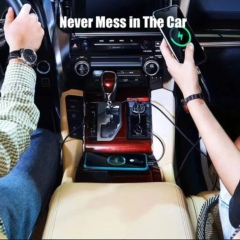 5 in 1 USB Car Phone Charger Adapter with Voltage Display Dual PD Port Super Fast Charge for iPhone Samsung Huawei OPPO