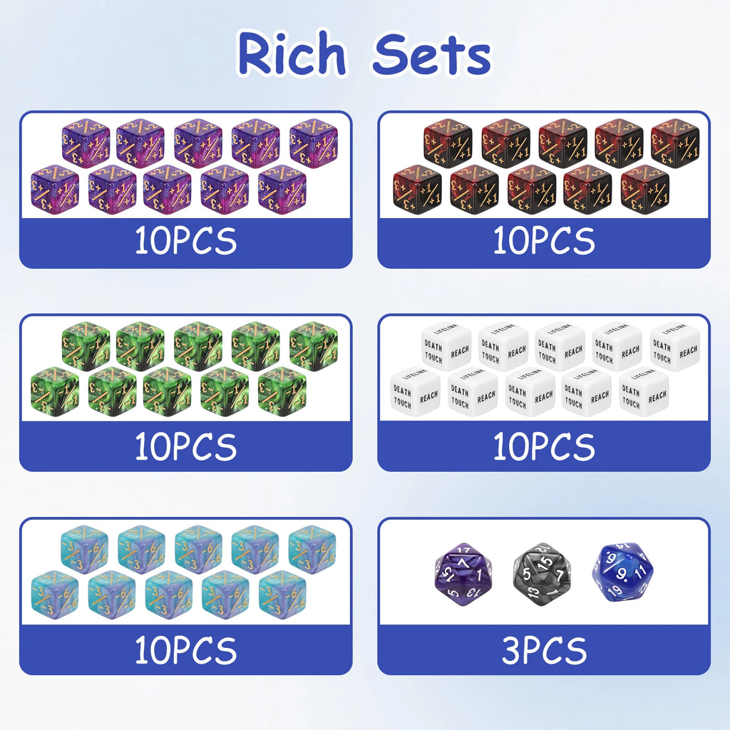 99/53Pcs Counter Dice Set Acrylic Plus and Minus Dice Set Keyword Counter Decora Portable Card Games Prop for Home Family Party