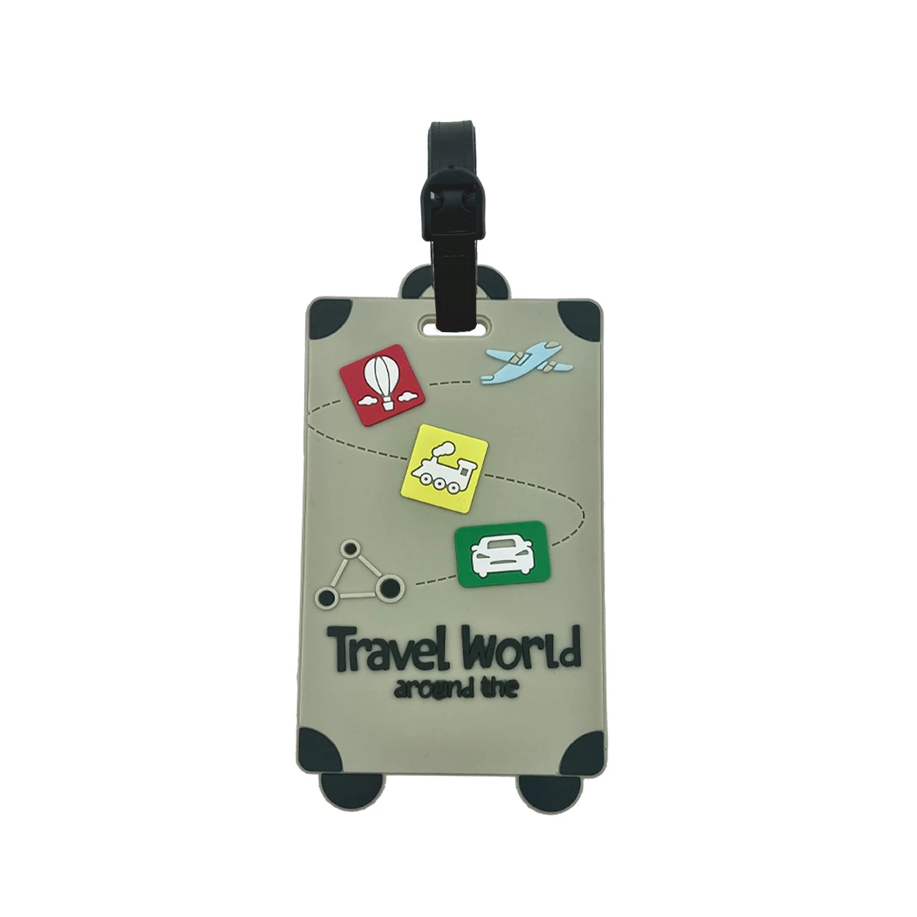 Silicone Travel Luggage Tags – Name & ID Card Holder, Anti-Counterfeiting, Solid Color Airplane Accessories