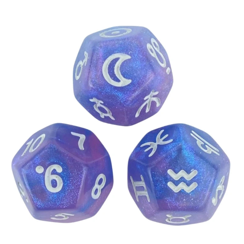 3Pcs Astrologys Dices 12-Sided Dices Divinations Tool Tarots Constellations Dices 54DE