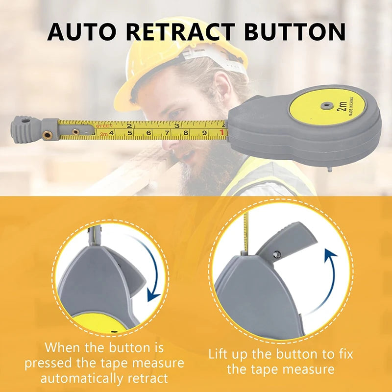2M Rotape Tape Measure Compass With 10 Pencil Leads Measure Beam Compass For Drawing Circles And Lines Fixable Button