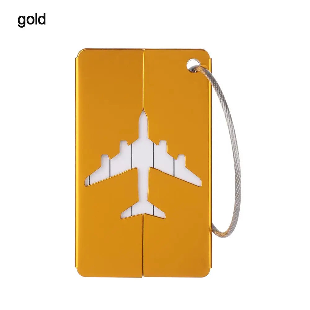 Aluminium Travel Luggage Tags Reusable Suitcase Baggage Labels Holiday Suitcase Labels Travel Bag ID Plane Identifier With Ropes