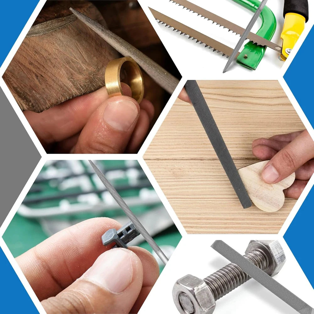 5/10PCS Needle File Set High Carbon Steel File Set Non-Slip Handle Hand Metal Tools for Wood Plastic Model Jewelry and DIY