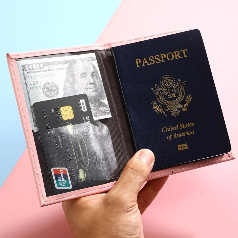 PU Leather Passport Cover for Men & Women Organizer - Protective Card Holder ID Document Covers World Map Travel Passport Case