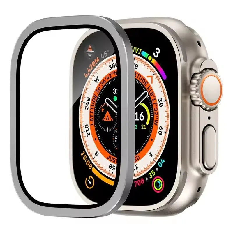 Aluminium Alloy Case+Tempered Glass for Apple Watch Ultra 3 2 1 Anti-Scratch Screen Protector for iWatch Ultra 2 49mm Cover Film