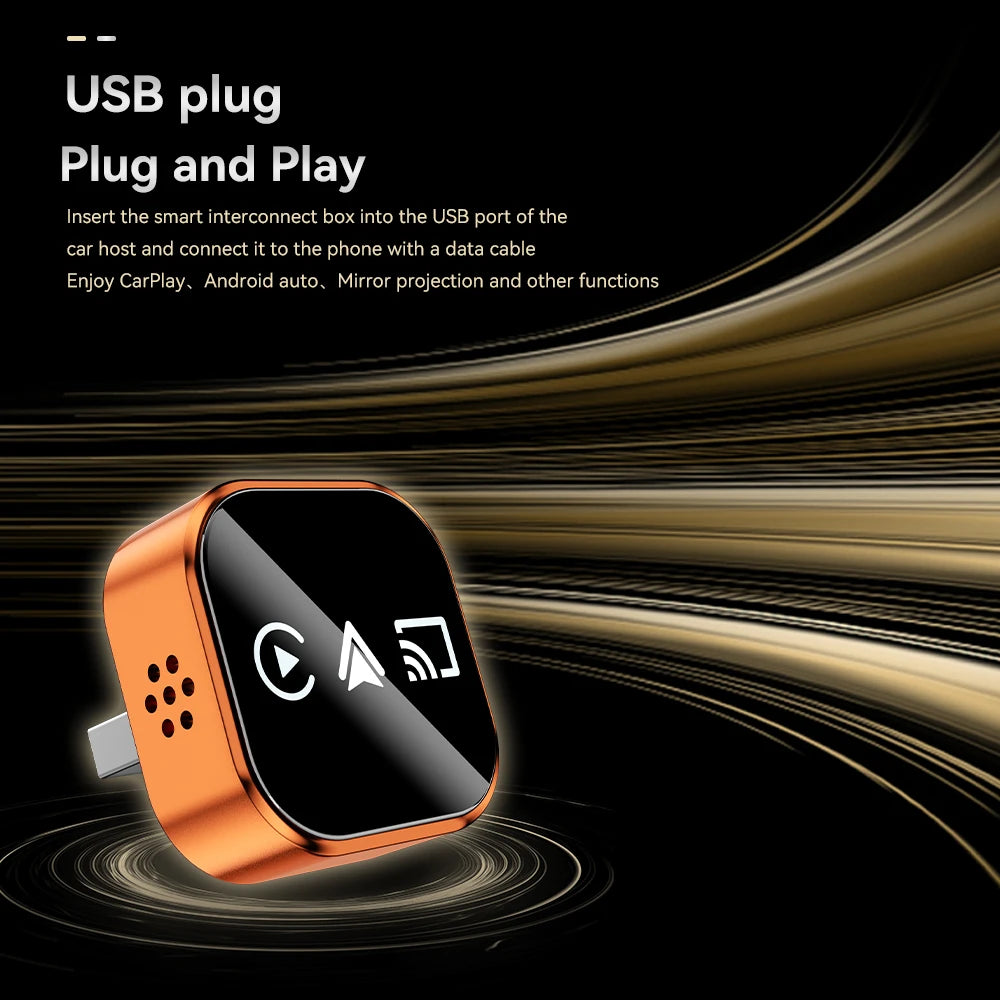 The latest upgraded 3-in-1 wireless CarPlay adapter with colorful breathing light, plug and play wired to wireless converter, compatible with IOS CarPlay and Android Auto, supports 2.4/5GHz WiFi and wireless 5.0, wireless Air
