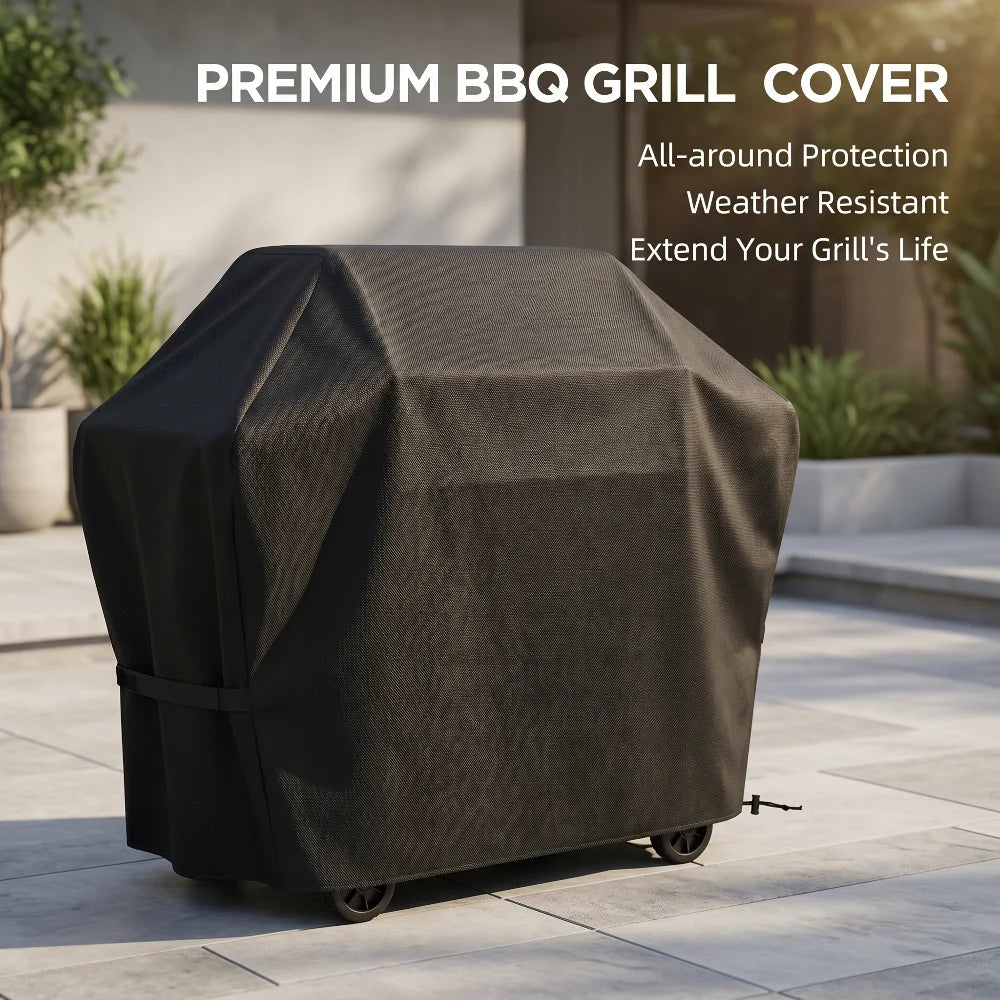 Gas Grill Cover 22-72 Inch, Waterproof Anti-UV Fade Resistant BBQ Cover, Hook-and-Loop Straps for Most Grills