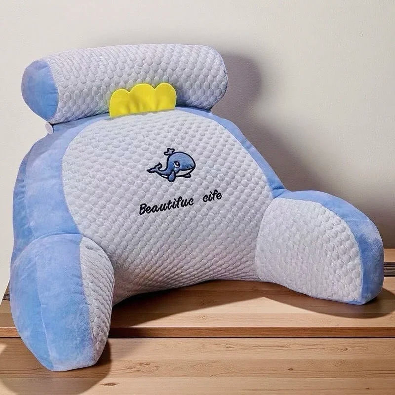 1pc Adjustable Reading Pillow - Ergonomic Back Support Cushion for Bed/Sofa/Floor, Gray Quilted Breathable Design