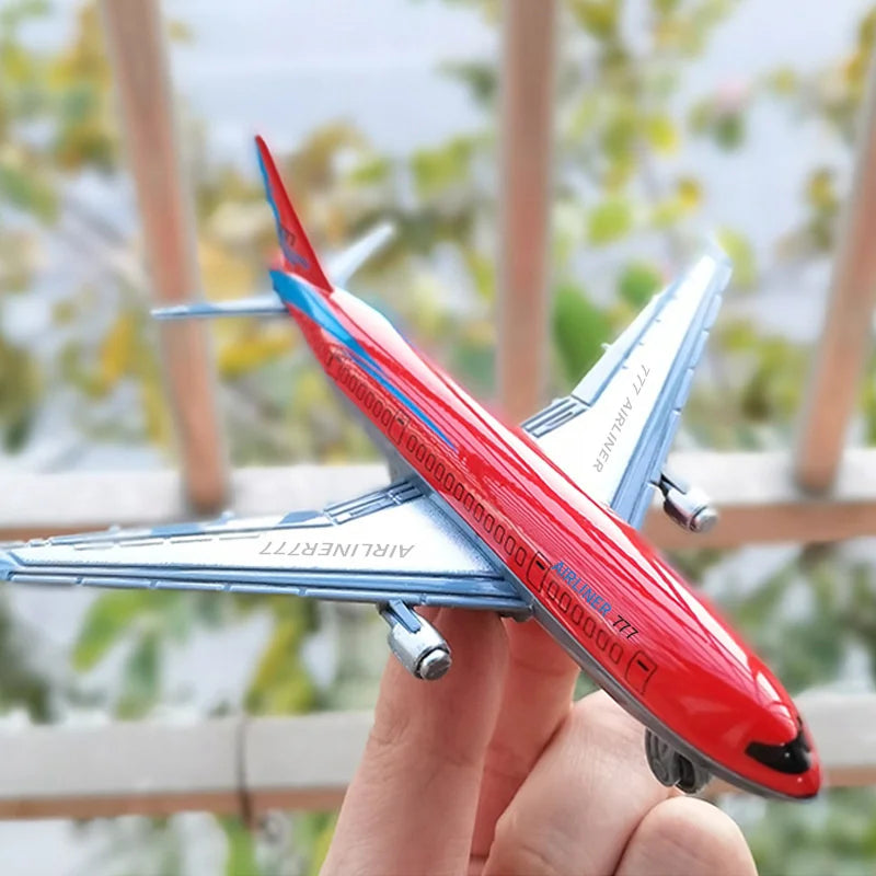 2Pcs Children Simulation Alloy Pull Back Airplane Toys Model Boys Gift Desktop Ornament Inertia Airplane Airliner Toys