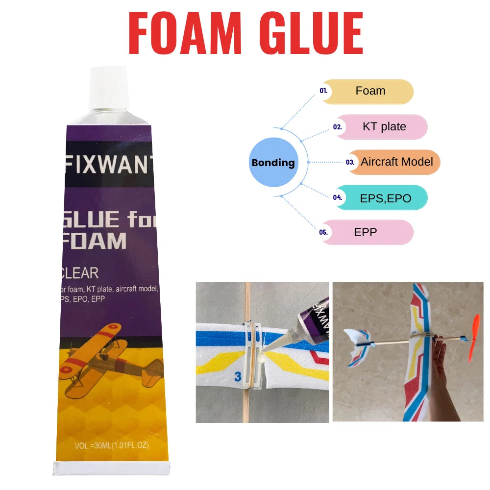 High-Strength Foam Glue for Waterproof Bonding Sponge Aircraft Model Wood Metal EPS EPO EPP Adhesive and More
