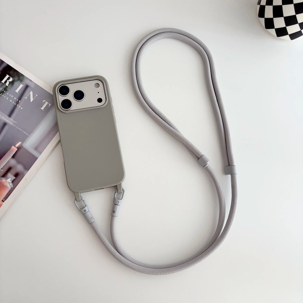 Candy Crossbody Necklace Strap Phone Case For iPhone 17 Pro Max Air 16 15 14 Plus 13 Pro Max 16e 17e Simple Lanyard Soft Cover