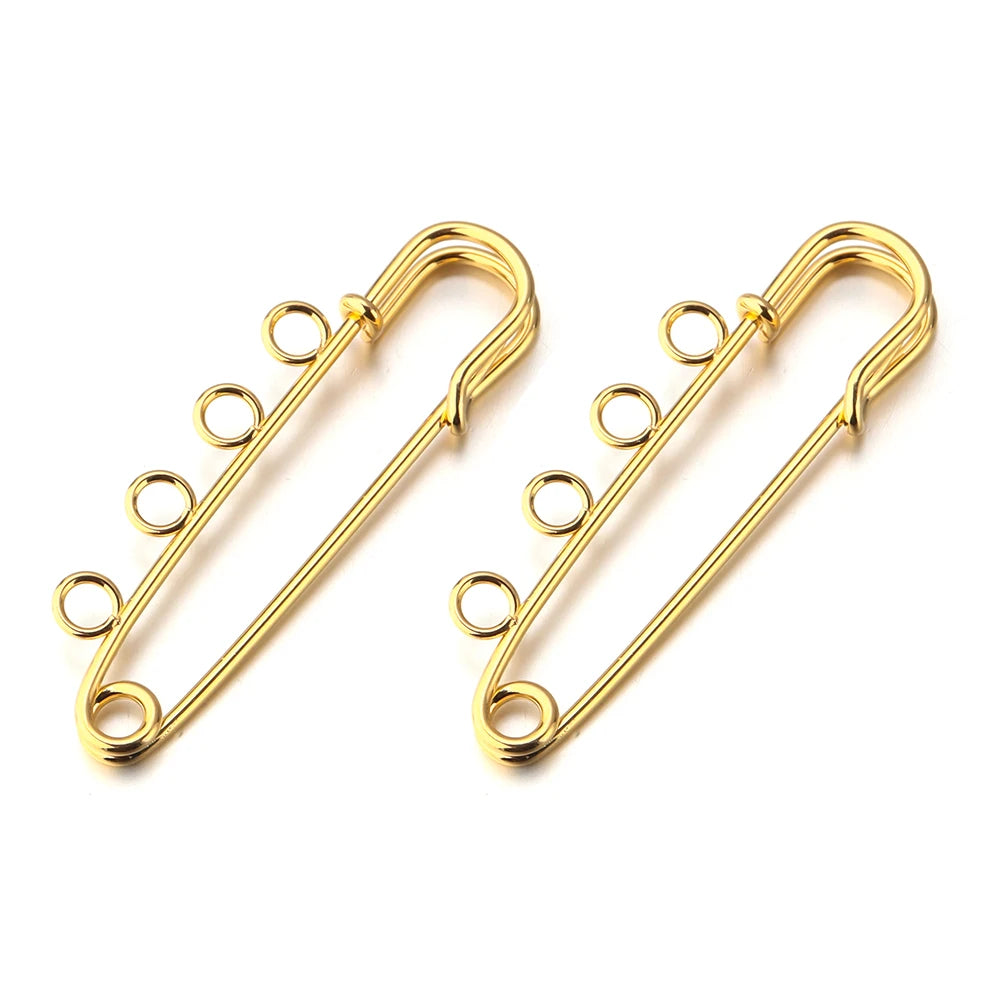 5-10pcs/lot Safety Pins Brooches Blank Base Brooch Pin With Loops Fasteners Pin For DIY Jewelry Making Brooch Charm Accessories
