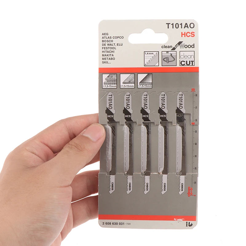 5PCS T101AO HCS T-Shank Jigsaw Blades Curve Cutting Tool For Wood Plastic saw