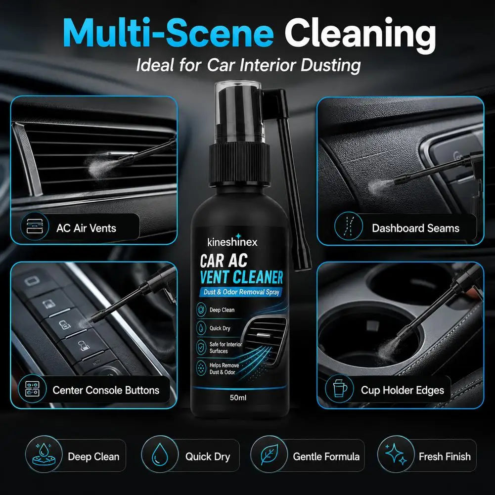 Car AC Vent Cleaner Spray Air Conditioner Duct Deodorizer Deep Cleaning Dust Removal for Auto Interior Care 50/100ml