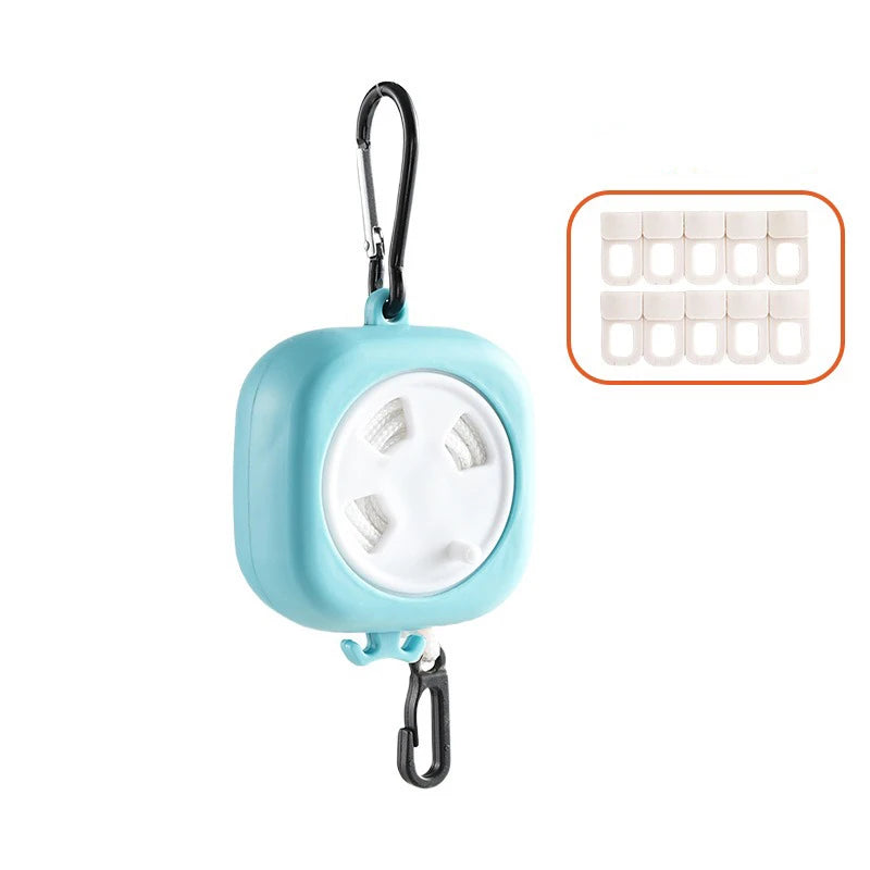32ft Retractable Portable Clothesline with 10 Buckles, Multifunctional Clothes Line for Travel Camping Outdoor Use