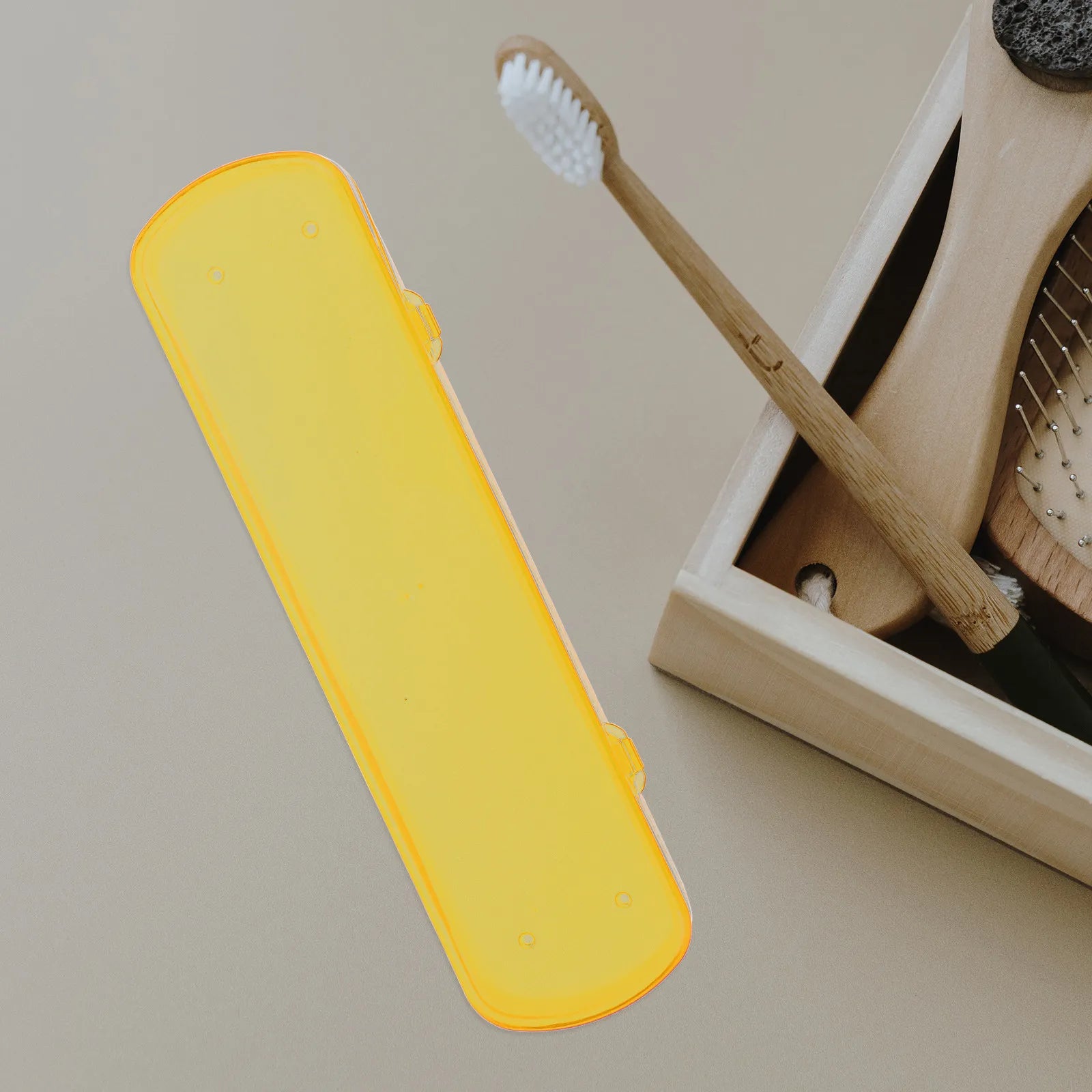 4Pcs Travel Toothbrush Box Portable Toothbrush Case with Buckle Design Airtight Compact Storage for Home Camping Business Trips