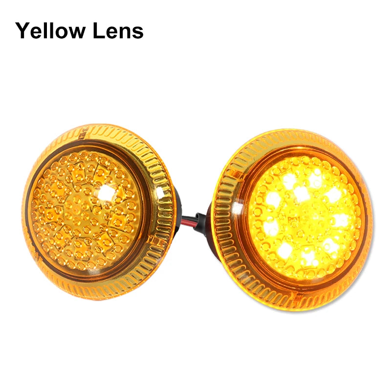 2pcs Round Shape Amber Yellow Full LED Front Fender Side Marker Light For Ford 2010-2021 Transit Connect Van Turn Signal Lamp