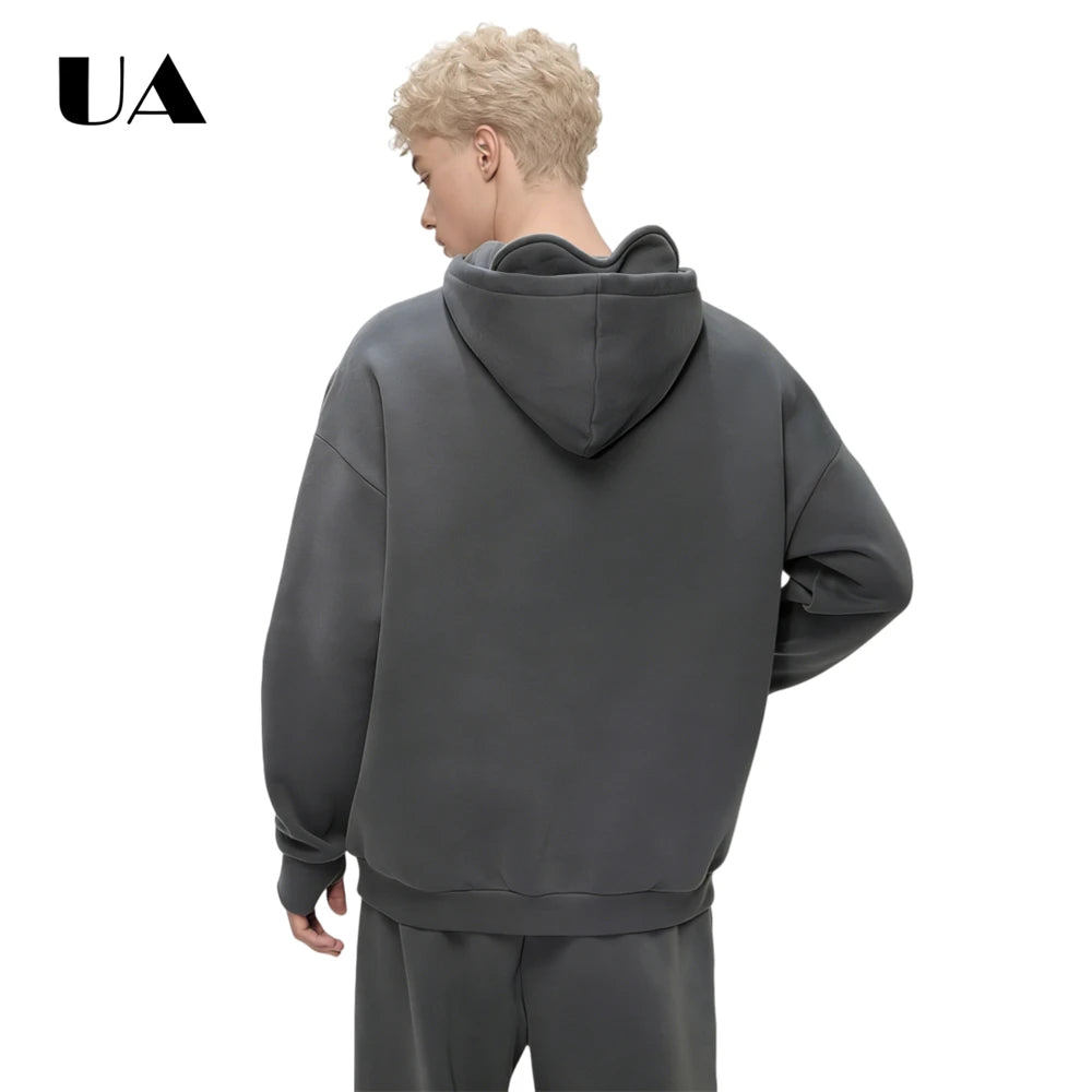 ULBYANRY 2026 Spring New Plush Hoodies with Eye Mask Trendy Hooded Sweathshirt Warm Cozy Commuting Unisex Loose Fit Sweatshirt