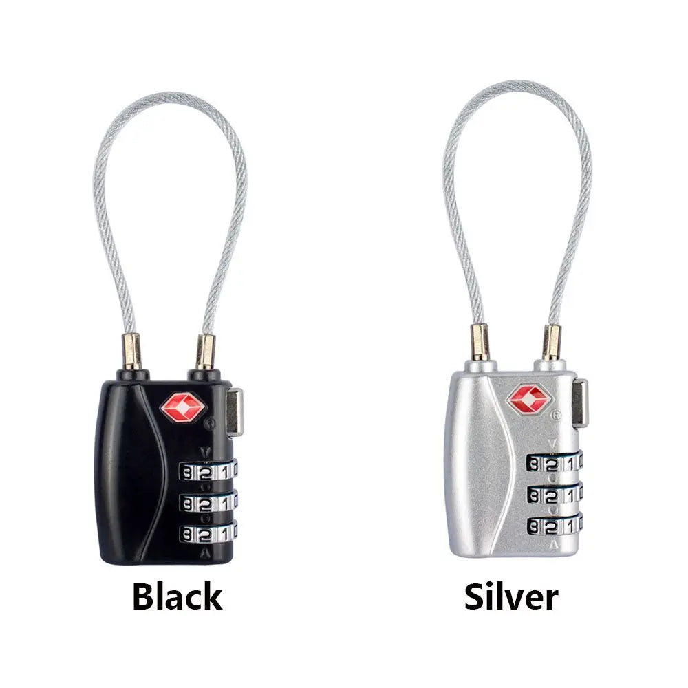 Security Small Padlock Cable Luggage Lock Padlock with Steel Cable Smart Combination Lock TSA Customs Lock Customs Code Lock