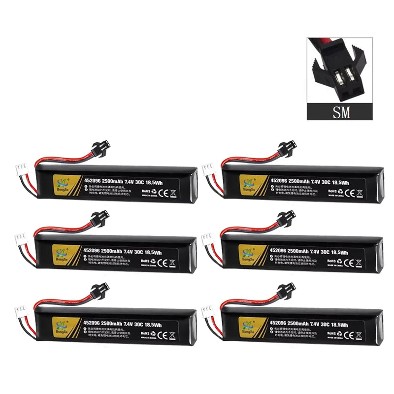 7.4V 2500mAh Lipo Battery Split Connection for Water Gun 2S 7.4V Battery for Mini Airsoft BB Air Pistol Electric Toys Guns Parts