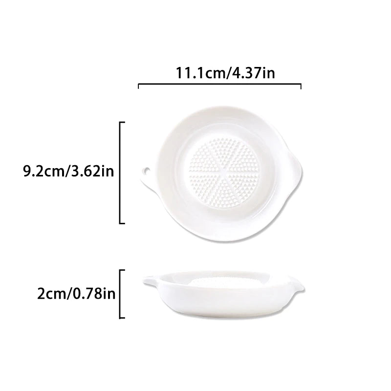 〔CC11〕White Simple Ceramic Ginger Grater Tool Hand Grinder Garlic Masher Portable Porcelain Carrot Ginger Grinding Kitchen Tool