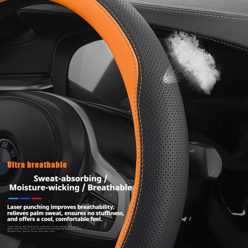 Car Nappa Leather Non-slip Steering Wheel Cover For Geely Emgrand GL GS EV450 Xingyue L S Boyue L Cool Yinhe L7 Xingyao 8 Binrui
