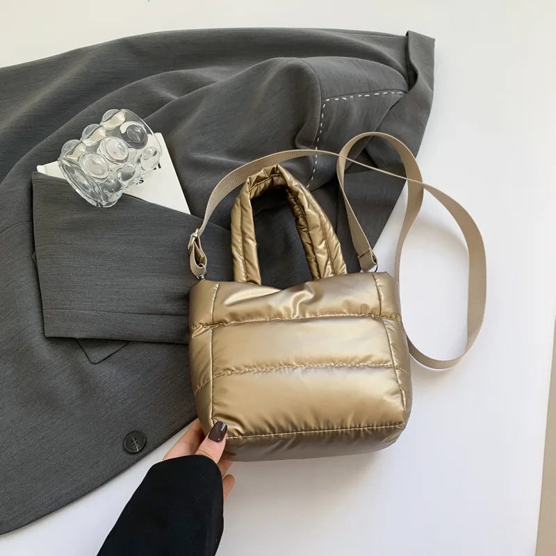 Female Bags Woman Puffy Lightweight Handbag LargeCapacity Quilted Shoulder Bag Adjustable Strap Puffer Tote Handbag Shopping Bag