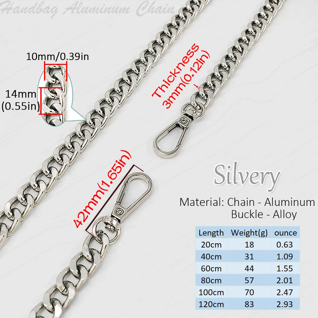 Metal Aluminum Bag Chain Replacement Parts Accessories for Hand-Woven Shoulder Handbag DIY Handmade Detachable Straps