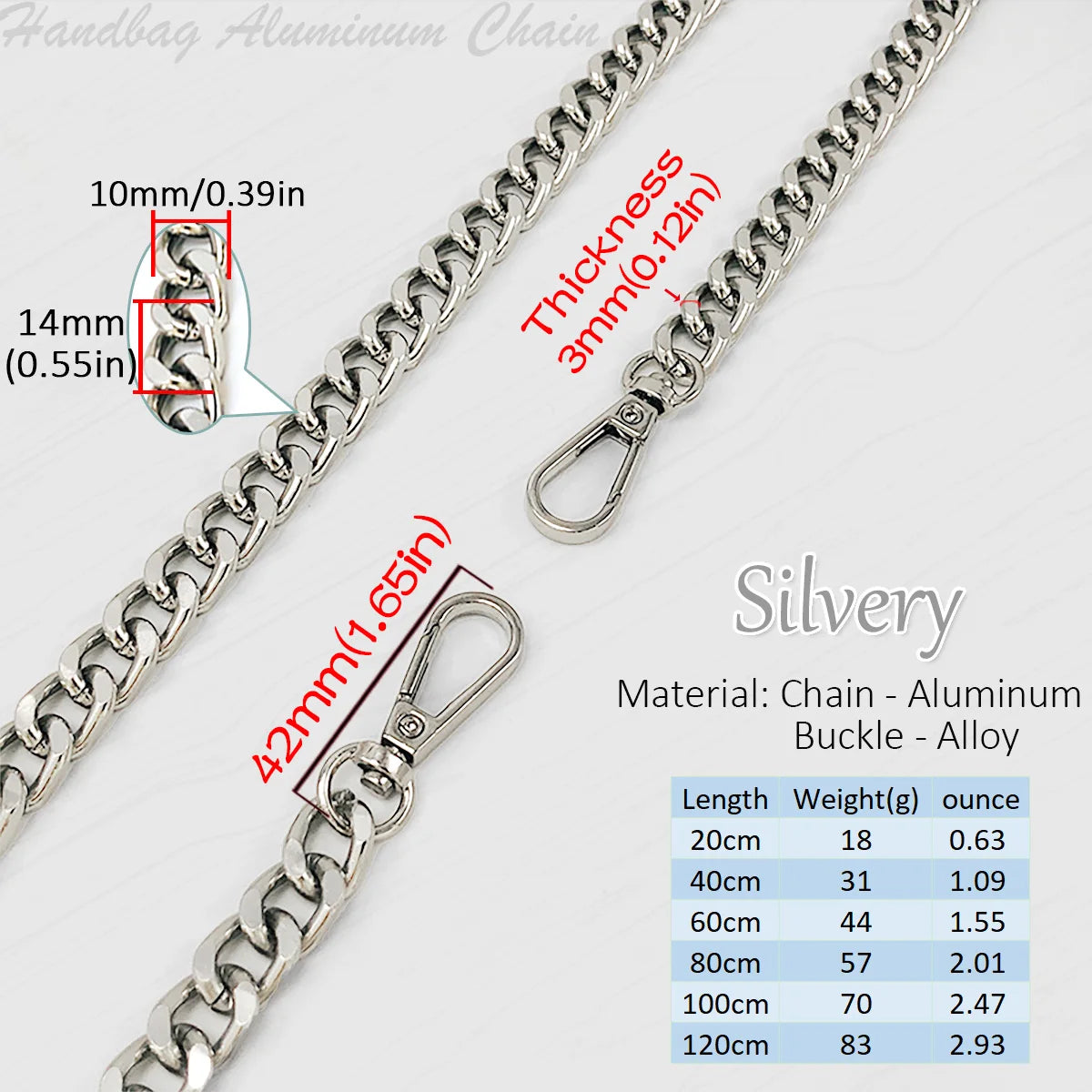Metal Aluminum Bag Chain Replacement Parts Accessories for Hand-Woven Shoulder Handbag DIY Handmade Detachable Straps
